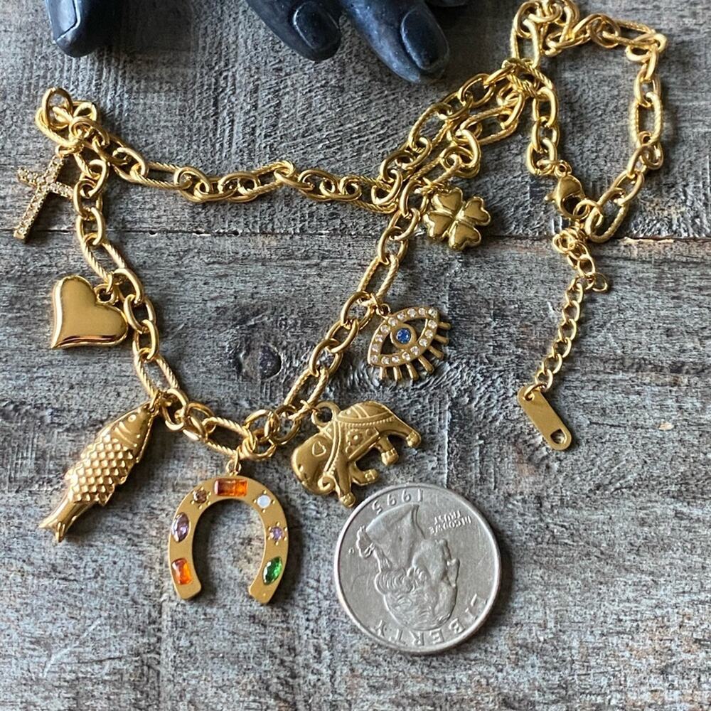 NEW Gold Lucky Charm Layering Necklace - Picture 8 of 8